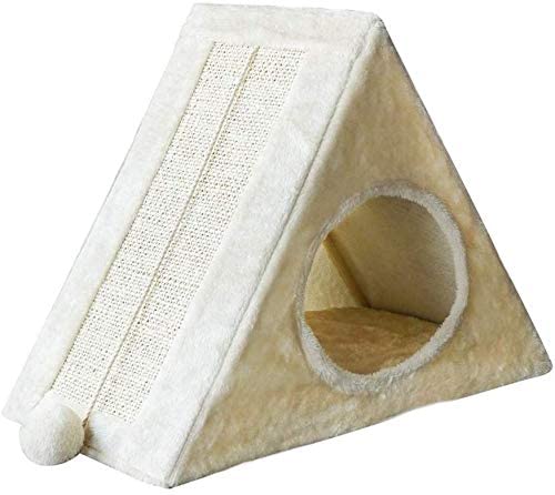Katzenklettergerüst Katzenklettergerüst Halbgeschlossenes Katzenhaus Katzenkratzbrett Krallenschleifwerkzeug Vier Jahreszeiten Universal Verschleißfestes Spielzeug Haustierbettwäsche (Farbe: Weiß, von HXFFXHF