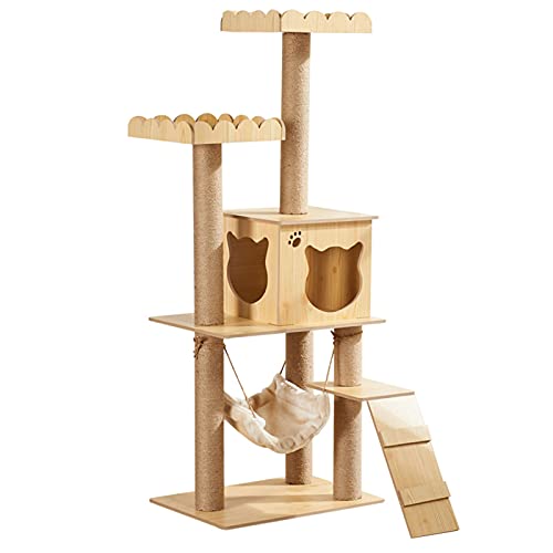 Klettergerüst für Katzen, 135,6 cm großer Katzenturm für den Innenbereich, mehrstöckiges, Komfortables Katzenapartment mit Hängematte und Kleiner Treppe Klettergerüst für Katzen, 135,6 cm großer Katzenturm für den Innenbereich, mehrstöckiges, Komfortables Katzenapartment mit Hängematte und Kleiner Treppe von HXFFXHF