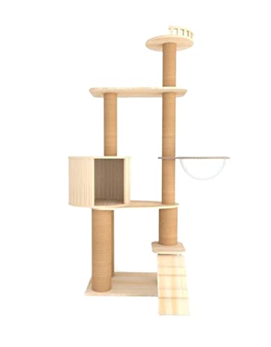 Kratzbaum Katzen-Raumkapsel Katzenständer Katzen-Springplattform Katzenstreu Kratzbaum Massivholz Katzenkletterturm (Blau: A, Größe: 48 * 48 * 164cm) Warm wie Immer von HXFFXHF