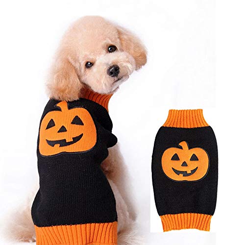 HXHON Halloween-Kostüm für Hunde, Kürbis-Kostüm, Pullover, warmer Mantel, Haustier, Hund, Katze, Halloween, Party, Cosplay, Kostüm, Kleidung, Größe M von HXHON
