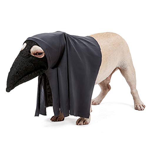 HXHON Haustier-Halloween-Kostüm, Hundevogel Maske mit langer Nase, Schnabel und Umhang, lustiges Verkleiden für Halloween-Party, kleine Hunde und Katzen, Größe M von HXHON
