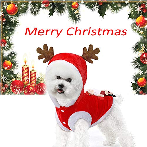 Haustier Kleidung Weihnachtsmann Elch Muster Hund Kapuzenjacke Haustier Herbst Winter Warm Kleidung für Outdoor und Indoor von HXHON