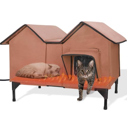Beheiztes Katzenhaus für Freigänger, Braun von HXPLN