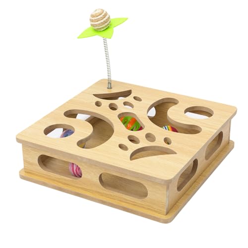 HXSMGS Holzbox mit interaktivem Katzenpuzzle, Spielzeug für Katzen, Jagd und Sportunterhaltung für den Innenbereich, Burly-Holz HXSMGS Holzbox mit interaktivem Katzenpuzzle, Spielzeug für Katzen, Jagd und Sportunterhaltung für den Innenbereich, Burly-Holz von HXSMGS