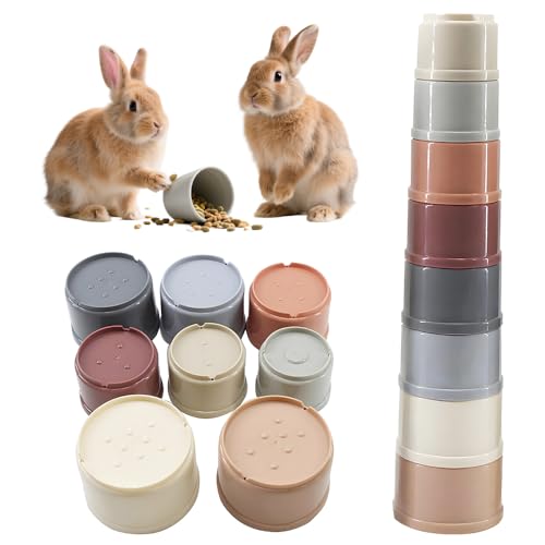HXSYKJDM Stapelbecher, Kaninchen-Stapelbecher, Mehrzweck-Kaninchen-Spielzeug, stapelbarer Becher für Kaninchen, Kleintiere, mehrfarbig und verschiedene Größen, 8 Stück von HXSYKJDM