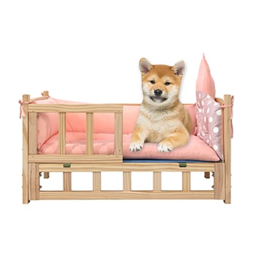 HXYAFYAQ Erhöhtes Hundebett aus Holz, großes Hundebett, Sofa mit waschbarer Matratze, geeignet für alle Jahreszeiten von HXYAFYAQ