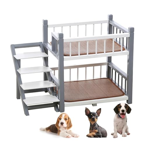 HXYAFYAQ Haustierbett, Hunde-Etagenbett, klein, abnehmbar, doppellagig, mit Treppe für kleine, mittelgroße und große Hunde (S, M, L, XL) von HXYAFYAQ