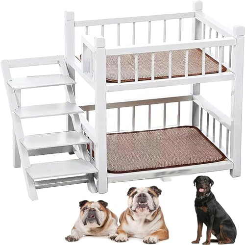 HXYAFYAQ Haustierbett, Hunde-Etagenbett, klein, abnehmbar, doppellagig, mit Treppe für kleine, mittelgroße und große Hunde (S, M, L, XL) von HXYAFYAQ