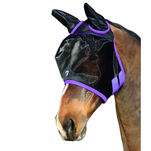 HY Mesh Half Mask with Ears Fly Mask Small Pony Black Grape Royal von HY