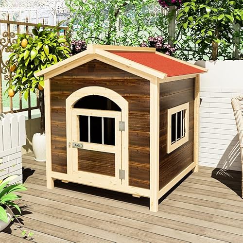 Hölzernes Hundehaus, Holz Indoor Outdoor Pet Cat House, Zwingerkiste Massivholz Zwinger Für Hunde Draußen Wetterfest, Hölzerner Outdoor Regenfester Hundekäfig von HYDEE