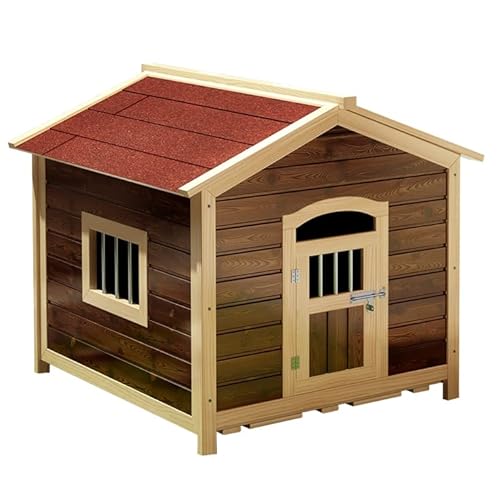 Massivholz-Hundehütte, Wetterfeste Hundehütte Für Den Außenbereich Mit Tür, Holz-Haustier-Katzenhaus Für Den Innen- Und Außenbereich, Zwingerkiste, Massivholzhütte Für Kleine Hunde Und Mittelgroße Hun von HYDEE