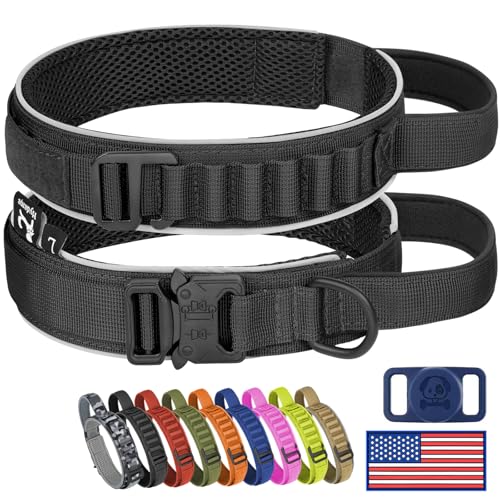 HYDEME Taktisches Hundehalsband, Alpenschlaufe, verstellbar, Militär-Training, Nylon, mit Griff und reflektierend, für kleine, mittelgroße und große Hunde, mit Airtags-Schutzhülle und Flicken (M, HYDEME Taktisches Hundehalsband, Alpenschlaufe, verstellbar, Militär-Training, Nylon, mit Griff und reflektierend, für kleine, mittelgroße und große Hunde, mit Airtags-Schutzhülle und Flicken (M, von HYDEME