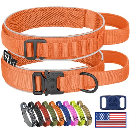 HYDEME Taktisches Hundehalsband, Alpenschlaufe, verstellbar, Militärtraining, Nylon, mit Griff und reflektierend, für kleine, mittelgroße und große Hunde, mit Airtags-Schutzhülle und Aufnähern (L HYDEME Taktisches Hundehalsband, Alpenschlaufe, verstellbar, Militärtraining, Nylon, mit Griff und reflektierend, für kleine, mittelgroße und große Hunde, mit Airtags-Schutzhülle und Aufnähern (L von HYDEME
