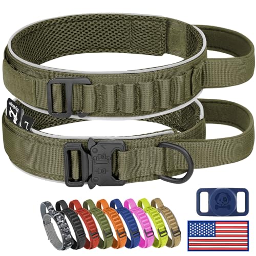 HYDEME Taktisches Hundehalsband, Alpenschlaufe, verstellbar, militärisches Training, Nylon, mit Griff und reflektierend, für kleine, mittelgroße und große Hunde, mit Airtags-Schutzhülle und Flicken HYDEME Taktisches Hundehalsband, Alpenschlaufe, verstellbar, militärisches Training, Nylon, mit Griff und reflektierend, für kleine, mittelgroße und große Hunde, mit Airtags-Schutzhülle und Flicken von HYDEME