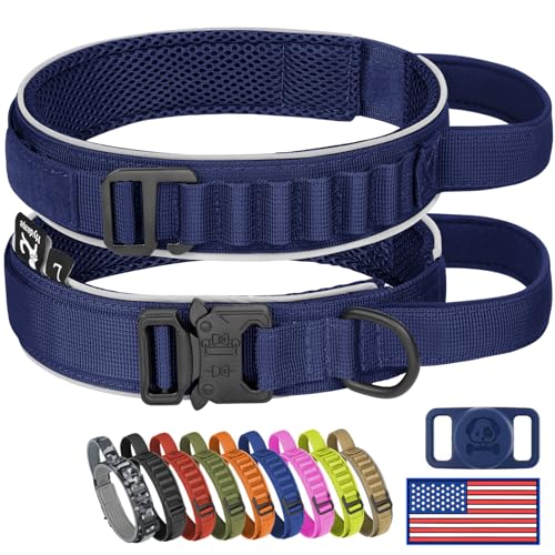 HYDEME Taktisches Hundehalsband, Alpenschlaufe, verstellbar, militärisches Training, Nylon, mit Griff und reflektierend, für kleine, mittelgroße und große Hunde, mit Airtags-Schutzhülle und Flicken HYDEME Taktisches Hundehalsband, Alpenschlaufe, verstellbar, militärisches Training, Nylon, mit Griff und reflektierend, für kleine, mittelgroße und große Hunde, mit Airtags-Schutzhülle und Flicken von HYDEME