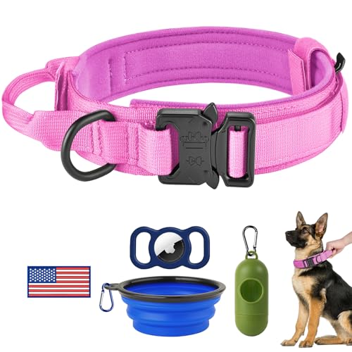 HYDEME Taktisches Hundehalsband, verstellbares Nylon-Halsband mit Kontrollgriff und schwerer Metallschnalle für mittelgroße und große Hunde, mit Flicken, Airtags-Hülle, Kotbeutelspender und tragbarer HYDEME Taktisches Hundehalsband, verstellbares Nylon-Halsband mit Kontrollgriff und schwerer Metallschnalle für mittelgroße und große Hunde, mit Flicken, Airtags-Hülle, Kotbeutelspender und tragbarer von HYDEME