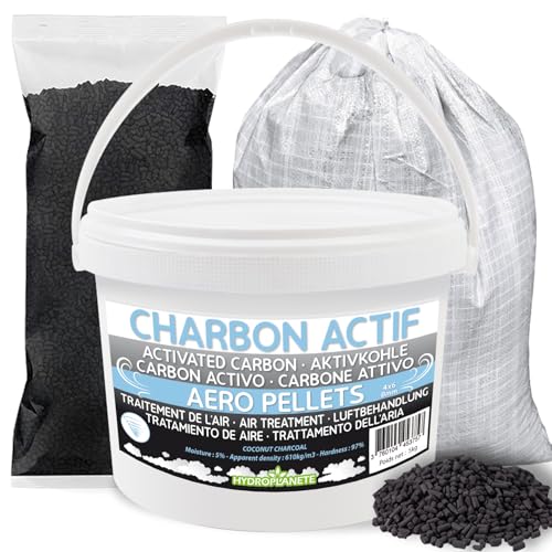Aktivkohle-Granulat mit 1 kg / 2 kg / Eimer mit 5 kg / 10 kg / Beutel mit 25 kg – Hochreines Granulat, Luftreinigung, Kohlefilter, Aquarium, Weinkeller, Dunstabzugshaube (1 kg) von HYDROPLANETE