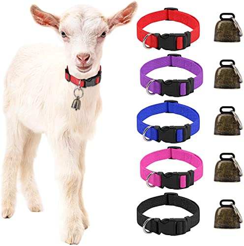 HYLYUN 5 Stück Ziegen Halsbänder mit Glöckchen, Verstellbare Nylon Schaf Halsbänder, Retro-Stil laut Bronzeglocke, Anti-Verlust Haustier Halsbänder für kleine Bauernhof Tier Ziege Schaf Kuh HYLYUN 5 Stück Ziegen Halsbänder mit Glöckchen, Verstellbare Nylon Schaf Halsbänder, Retro-Stil laut Bronzeglocke, Anti-Verlust Haustier Halsbänder für kleine Bauernhof Tier Ziege Schaf Kuh von HYLYUN