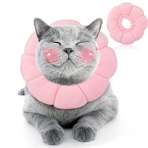 HYLYUN Halskrause Katze, Einstellbarer Halskrause Katze Halsband, Weich Sonnenblume Katze Wiederherstellung Halsband Kragen Cone für Katzen Kleiner Hunde Nach Operation und Verletzungen PL von HYLYUN