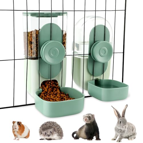 HYLYUN Kaninchenfutter Wasserspender 1L / 35oz Hängende Meerschweinchen Wasserflasche, automatischer Tierfutterspender, Kaninchenkäfig Futternapf für Meerschweinchen Igel Frettchen Kaninchen von HYLYUN