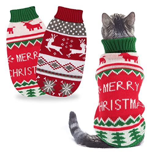 HYLYUN Katze Weihnachtspullover 2-Pakete für kleine Hunde Weihnachtspullover Haustier Rentier Schneeflocke Pullover für Kätzchen und Welpen HYLYUN Katze Weihnachtspullover 2-Pakete für kleine Hunde Weihnachtspullover Haustier Rentier Schneeflocke Pullover für Kätzchen und Welpen von HYLYUN