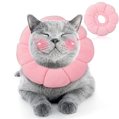 HYLYUN Katzenkegel-Halsband weich – niedliches rosa Blumen-Katzen-Genesungshalsband, verstellbares Katzen-E-Halsband, Operations-Genesung, elisabethanische Halsbänder für Kätzchen und Katzen HYLYUN Katzenkegel-Halsband weich – niedliches rosa Blumen-Katzen-Genesungshalsband, verstellbares Katzen-E-Halsband, Operations-Genesung, elisabethanische Halsbänder für Kätzchen und Katzen von HYLYUN