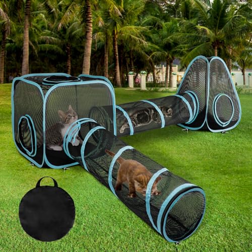 HYLYUN Katzenspielzeug Katzentunnel, 86x30CM Doppel Katze Tunnel DIY in Mehrere Möglichkeiten Spieltunnel 4 In1 Katze Zelt Anzug, Katze Playpen Spiel Zelte für Katze kleine Tiere von HYLYUN