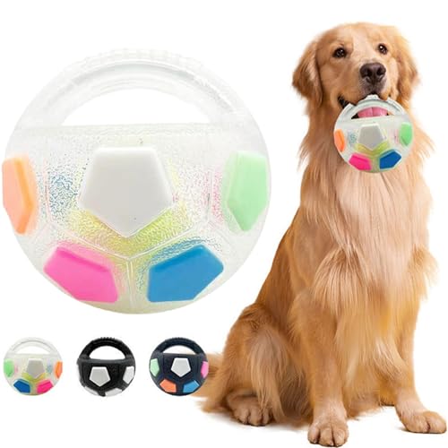 HYPYXUS Der milde Hund beruhigte Ball mit Griff, interaktives Wurf und Fetchspiel, Fußballhund -Kauen -Fetch -Spielzeug, quietschiger schwimmender Ball für kleine mittelgroßen großen Hunden (1PcsA) von HYPYXUS