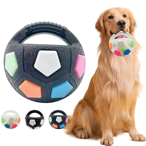 HYPYXUS Der milde Hund beruhigte Ball mit Griff, interaktives Wurf und Fetchspiel, Fußballhund -Kauen -Fetch -Spielzeug, quietschiger schwimmender Ball für kleine mittelgroßen großen Hunden (1PcsB) von HYPYXUS