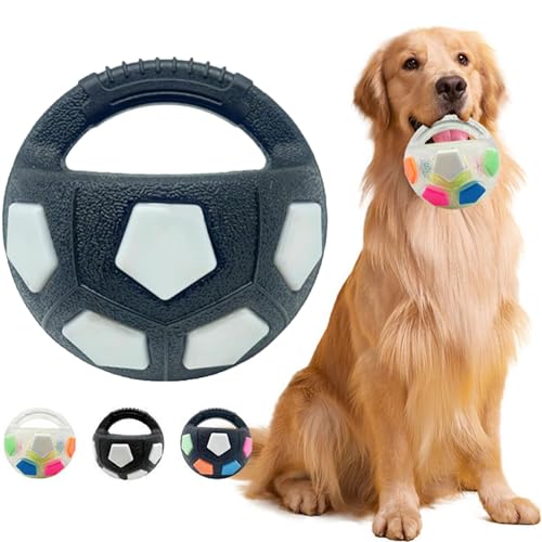 HYPYXUS Der milde Hund beruhigte Ball mit Griff, interaktives Wurf und Fetchspiel, Fußballhund -Kauen -Fetch -Spielzeug, quietschiger schwimmender Ball für kleine mittelgroßen großen Hunden (1PcsC) von HYPYXUS