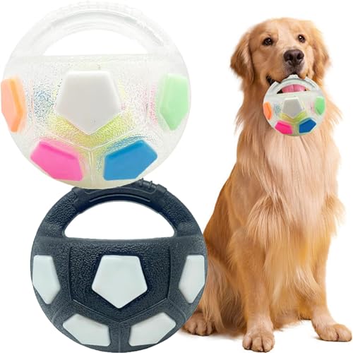 HYPYXUS Der milde Hund beruhigte Ball mit Griff, interaktives Wurf und Fetchspiel, Fußballhund -Kauen -Fetch -Spielzeug, quietschiger schwimmender Ball für kleine mittelgroßen großen Hunden (2PcsB) von HYPYXUS