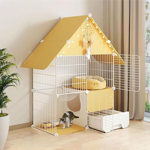 Katze Gehäuse Käfig, DIY Abnehmbarer Katzenkäfig mit Katzentoilette for Katzen und kleine Tiere in Mehreren Größen(75x39x110cm) von HYQOUKLR