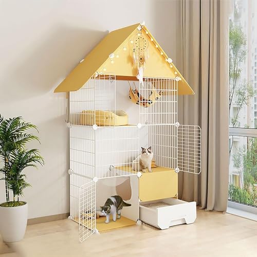 Katze Gehäuse Käfig, DIY Abnehmbarer Katzenkäfig mit Katzentoilette for Katzen und kleine Tiere in Mehreren Größen(75x39x145cm) von HYQOUKLR