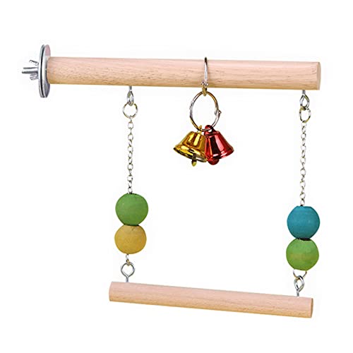HYROOY Vogelschaukel, Papageienkäfig Spielzeug, Schaukel Hängende Spielen für Ara Holzbrücke mit Glocken Perlen für kleine Vögel Holz HYROOY Vogelschaukel, Papageienkäfig Spielzeug, Schaukel Hängende Spielen für Ara Holzbrücke mit Glocken Perlen für kleine Vögel Holz von HYROOY