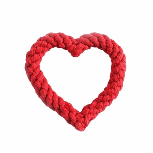 HYRSXN 1PC Mehrfarbiges Baumwollseil, das Herz strickt, die Zähne reinigt, Hundespielzeug, handgestrickt, Haustierspielzeug, Keine Füllung, Hundeseil(1) von HYRSXN