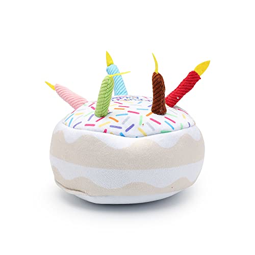 HYRSXN Kuchen-Hundespielzeug, Plüsch, Geburtstagstorte, for Spielen, interaktives Kauen, quietschendes, weiches Cupcake-Haustierspielzeug, Keine Füllung, Zahnreinigung(Big Cake) von HYRSXN