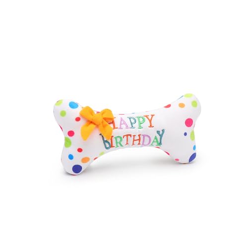HYRSXN Kuchen-Hundespielzeug, Plüsch, Geburtstagstorte, for Spielen, interaktives Kauen, quietschendes, weiches Cupcake-Haustierspielzeug, Keine Füllung, Zahnreinigung(Bone) von HYRSXN