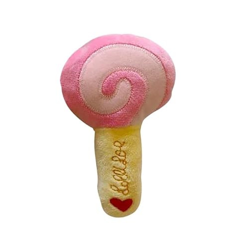 Plüsch-Kauspielzeug for kleine Hunde, Katzen, Quietsch-Quietscher, Welpen-Hundespielzeug, Chihuahua, Yorkies, Zubehör, Zubehör, Hundespielzeug(Pink Lollipop) von HYRSXN