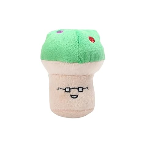 Quietschspielzeug for Hunde in Plüschform, Fruchtform, for kleine und mittelgroße Hunde, Zahnreinigung, Kauspielzeug, Welpen, Pudel, Mascotas, Zubehör(Green Mushroom) von HYRSXN