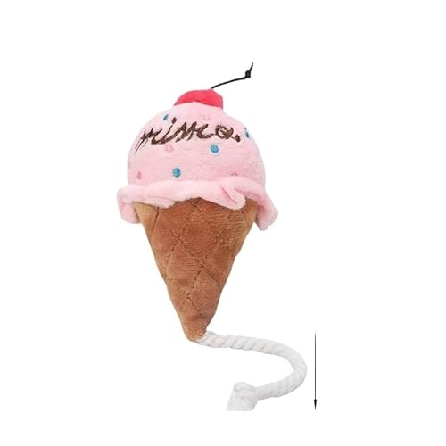 Quietschspielzeug for Hunde in Plüschform, Fruchtform, for kleine und mittelgroße Hunde, Zahnreinigung, Kauspielzeug, Welpen, Pudel, Mascotas, Zubehör(Pink Ice Cream) von HYRSXN
