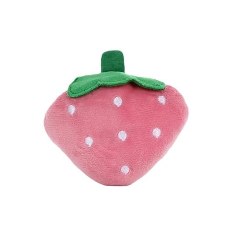 Quietschspielzeug for Hunde in Plüschform, Fruchtform, for kleine und mittelgroße Hunde, Zahnreinigung, Kauspielzeug, Welpen, Pudel, Mascotas, Zubehör(Pink Strawberry) von HYRSXN