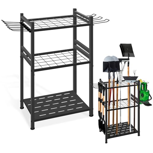 Gartenwerkzeug-Organizer für Garage, Hof-Werkzeug-Organizer mit 9 Haken, Gartengeräte Ständer Kohlenstoffstahl, Mehrzweck Besenhalter für Schuppen, Outdoor Gartenwerkzeug-Organizer für Garage, Hof-Werkzeug-Organizer mit 9 Haken, Gartengeräte Ständer Kohlenstoffstahl, Mehrzweck Besenhalter für Schuppen, Outdoor von HYSHLC