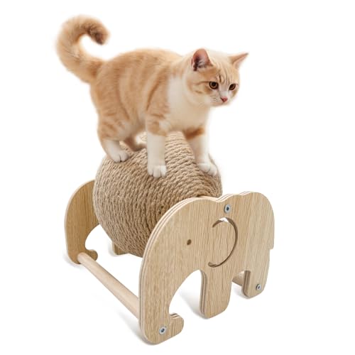 HYSHLC Katzenspielzeug Ball Sisal, cat Scratching Ball, Kratzbaum, Kratzball, Sisalball Groß, Spielplatz und Stativ, sisal Ball Katze für Hunde Kätzchen Katzen(Elefantenständer) von HYSHLC
