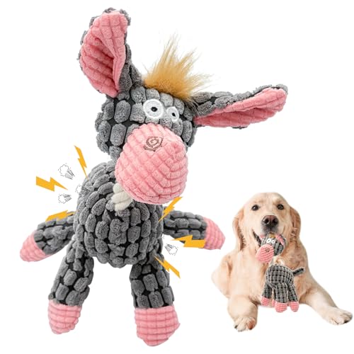 Unzerstörbares Hundespielzeug, Hund Welpen Quietschspielzeug Interaktives Spielzeug Kuscheltier für Hunde, Esel Hundespielzeug Intelligenz Set für Kleine und Mittelgroße Hund (Grau) von HYSHLC