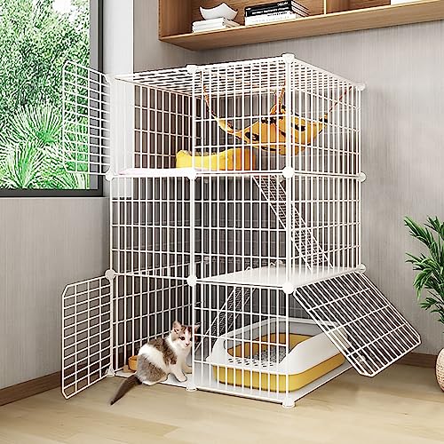 3-stufige DIY-Katzenkäfig, kleines Tier in Innenräumen können abnehmbare Metallkäfig, Katzen Kennels Kiste großes Trainingskätzchen (Größe: 75x49x109) bewegen. YYuan von HYSJDMNC