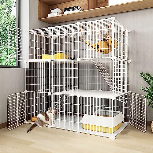3-stufige DIY-Katzenkäfig, kleines Tier in Innenräumen können abnehmbare Metallkäfigs, Katzen Kennels Kiste großes Training Kätzchen (Größe: 111x39x109) bewegen. YYuan von HYSJDMNC