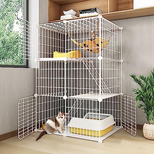 3-stufige DIY-Katzenkäfig, kleines Tier in Innenräumen können abnehmbare Metallkäfigs, Katzen Kennels Kiste großes Training Kätzchen-Gehäuse (Größe: 75x39x109) bewegen. YYuan von HYSJDMNC