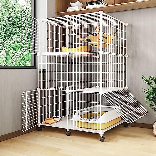 3-stufige DIY-Katzenkäfig, kleines Tier in Innenräumen können abnehmbare Metallkäfigs, Katzen Zwinger Kiste großes Übungskätzchen (Größe: 75x49x112) bewegen (75x49x112) YYuan von HYSJDMNC