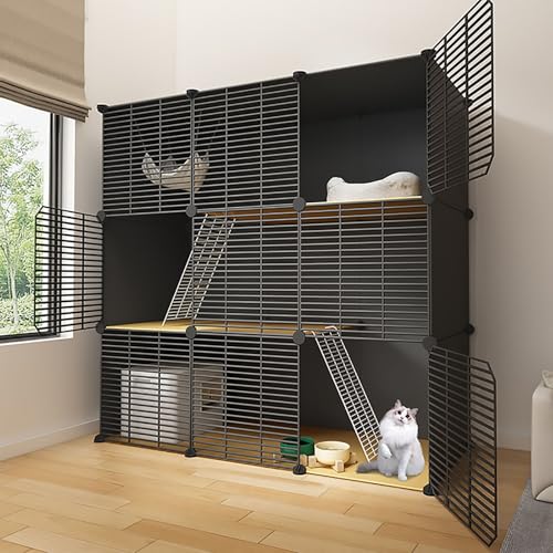 DIY-Katzenkäfig, abnehmbare Metalldrahtzwinger, Katzengehäuse mit Plattform, densifiziertem Netz, Trainingsort ideal für 1-2 Katze (111x49x111cm) YYuan von HYSJDMNC