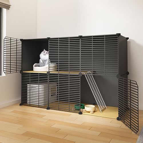 DIY-Katzenkäfig, abnehmbare Metalldrahtzwinger, Katzengehäuse mit Plattform, densifiziertem Netz, Übungsort ideal für 1-2 Katze (111 x 39 x 73 cm) YYuan von HYSJDMNC
